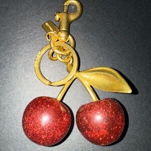 New Coach Glittering Red Cherry Keychain bag charm